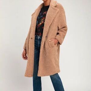 Lulu’s Women's Tan Teddy Coat